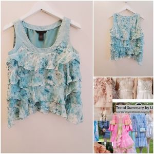 WDNY 100% Silk ruffle tank top size 8